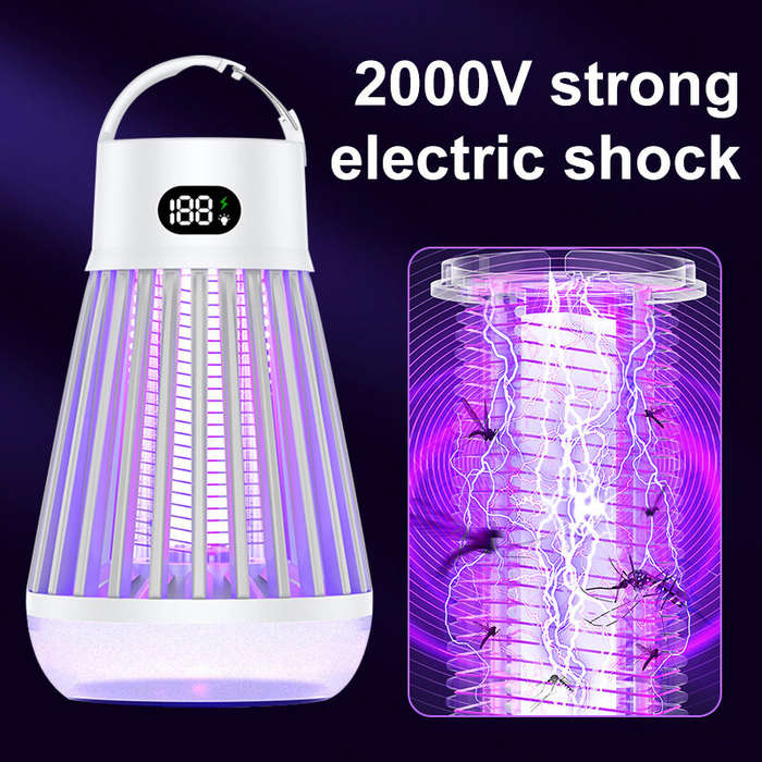 Black - AGSIVO Cordless LED Digital Display Electric Mosquito Bug Zapper Mosquito Killing Lamp Fly T