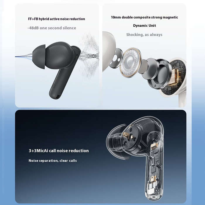 Grey - EDIFIER X5 EVO TWS Earbuds bluetooth V6.0 Earphone Dual ANC FF+FB -48dB Depth Noise Cancellin