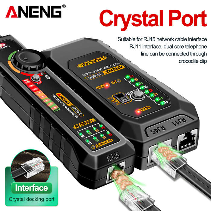Red - ANENG M469C Network Line Finder RJ11 RJ45 Cable Tracer 9V Battery Flashlight Auto Shutdown Low
