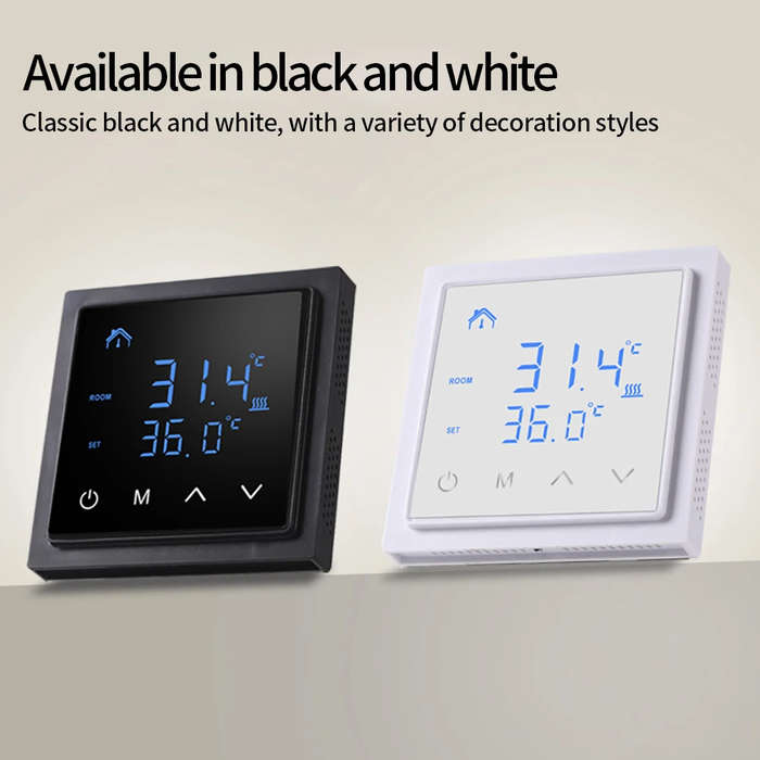 Black - MH1828A AC85-265V 16A Floor Heating Temperature Controller Wall-Mounted Smart Thermostat wit