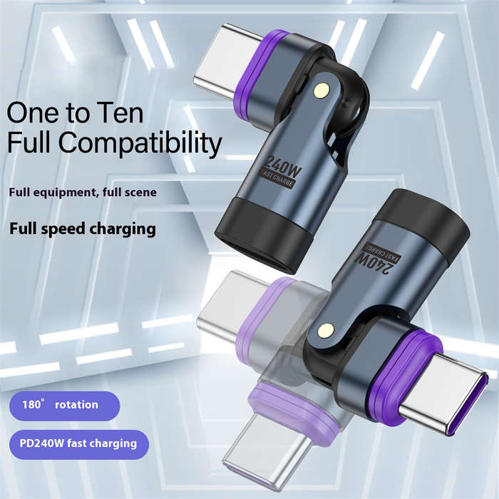 Micro USB Magnetic Head - 3-in-1 240W PD3.0 Magnetic USB Cable Adapter with Type-C/iP/Micro USB Fast