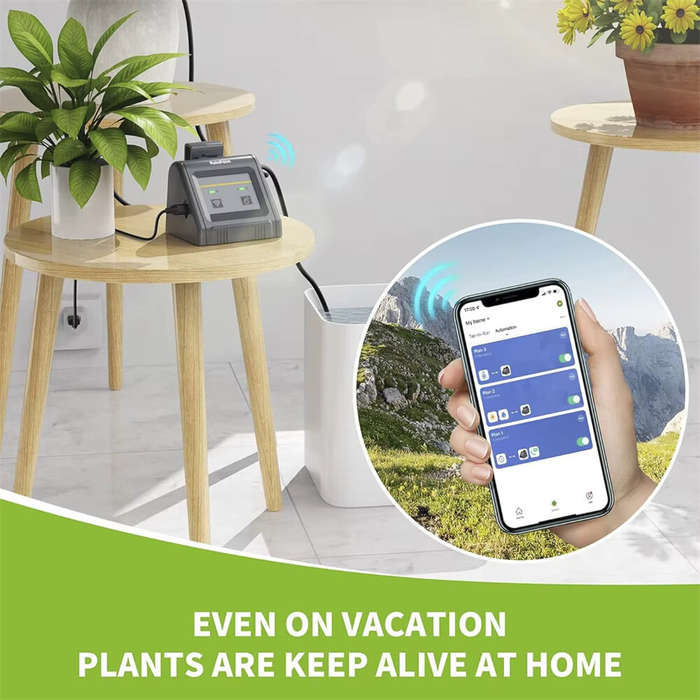 Grey - Rainpoint WIFI Intelligent Watering Device Double Pump Timed Automatic Drip Irrigation System