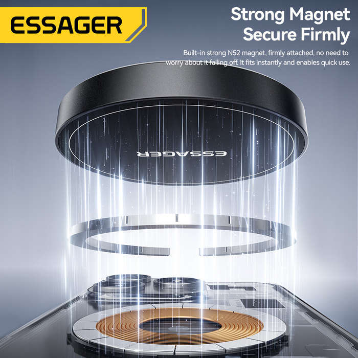 Black - ESSAGER ES-WC20 2-in-1 Magnetic Wireless Charger 15W Fast Wireless Charging Pad for Smart Ph
