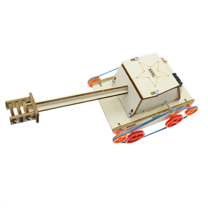 01 - DIY Electric Tank Wooden Puzzle Model Primary School Student STEAM Science Physics Learning Ear