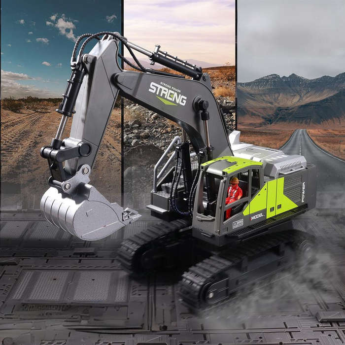 Yellow - HJ Models 689-714A 1/16 2.4G 16CH RC Car Excavator Engineering Vehicles Alloy Bucket Diggin