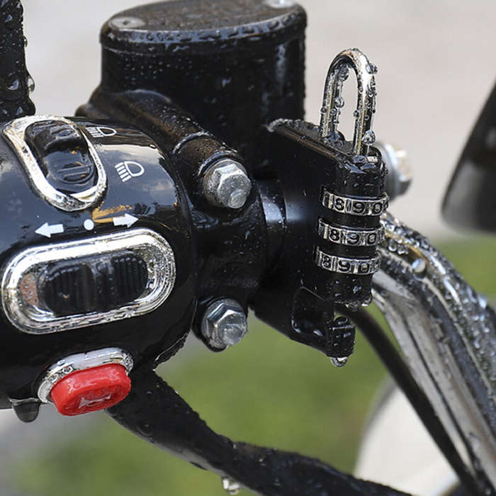 Silver - Yiquan Three Digit Codes Combination Bike Lock Aluminum Alloy 0.1kg Lightweight Portable Se