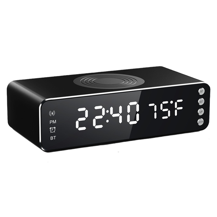 15W 3-in-1 Portable Speaker bluetooth Speaker LED Display Alarm Clock Wireless Charger Wireless Spea