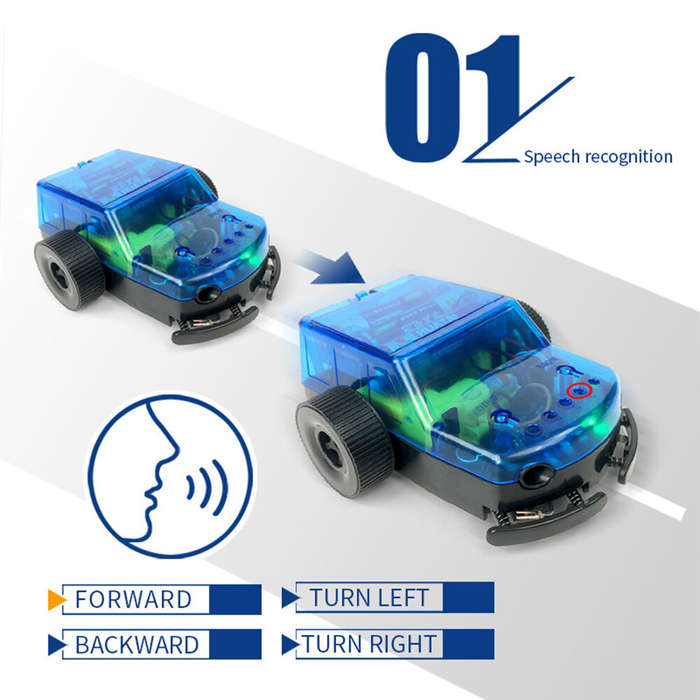Blue - 4-in-1 DIY Assembled Function Robot Voice Command Infrared Control Educational STEM for Child