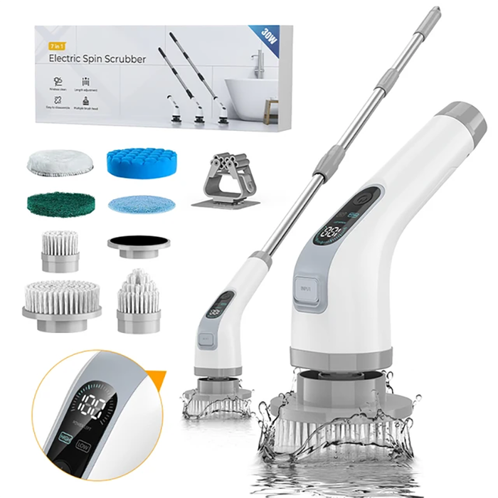 Grey - Cordless Electric Cleaning Brush Cordless Handheld Shower Washer Rotating Cleaner Multi-funct