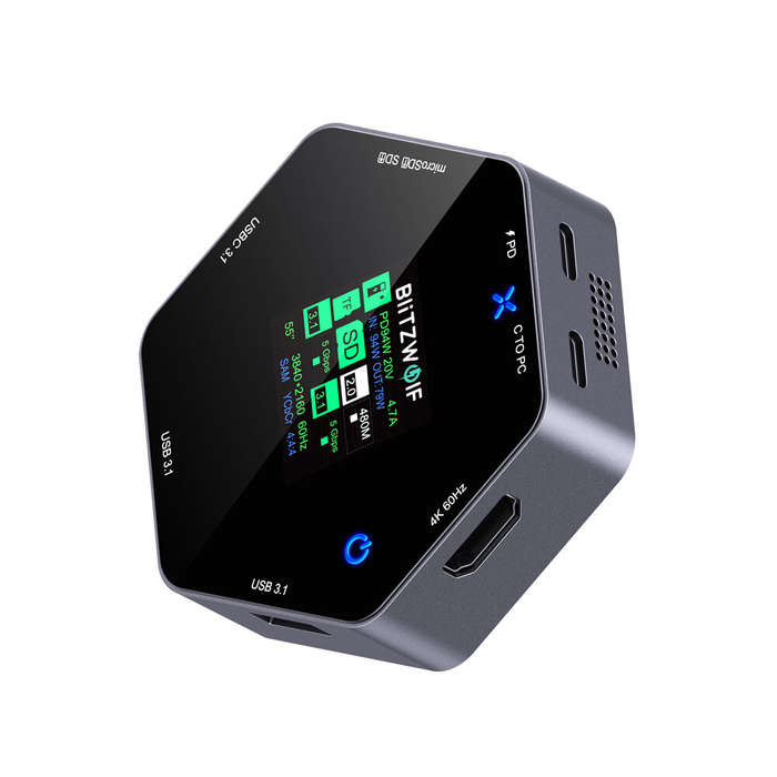 8 in 1 - BlitzWolf BW-TH16 8 in 1 USB Hub LCD Smart Display Type-c Docking Station with USB3.1 Type-
