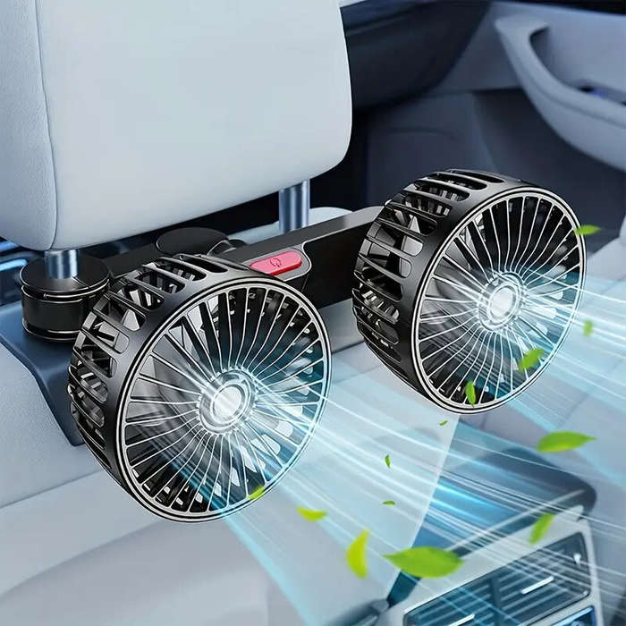 Black - Car Fan 360 3-speed Car Seat Back Cooling Fan USB Charge Dual Head Fan Adjustable Rotation N