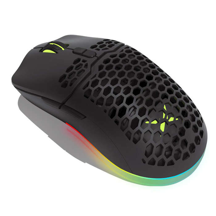 Black - Delux M700 PMW3389 Wired Gaming Mouse 16000DPI RGB Light Honeycomb Shell Ergonomics E-sports