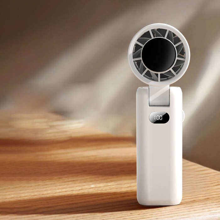 Black - Handheld Fan Mini Fan with Digital Display 180 Folding Multi-Angle Air Supply USB Fan 3600mA