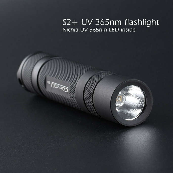 Black - Convoy S2+ Nichia 365nm UV LED Single Mode OP Reflector Flashlight Ultra Violet LED Flashlig