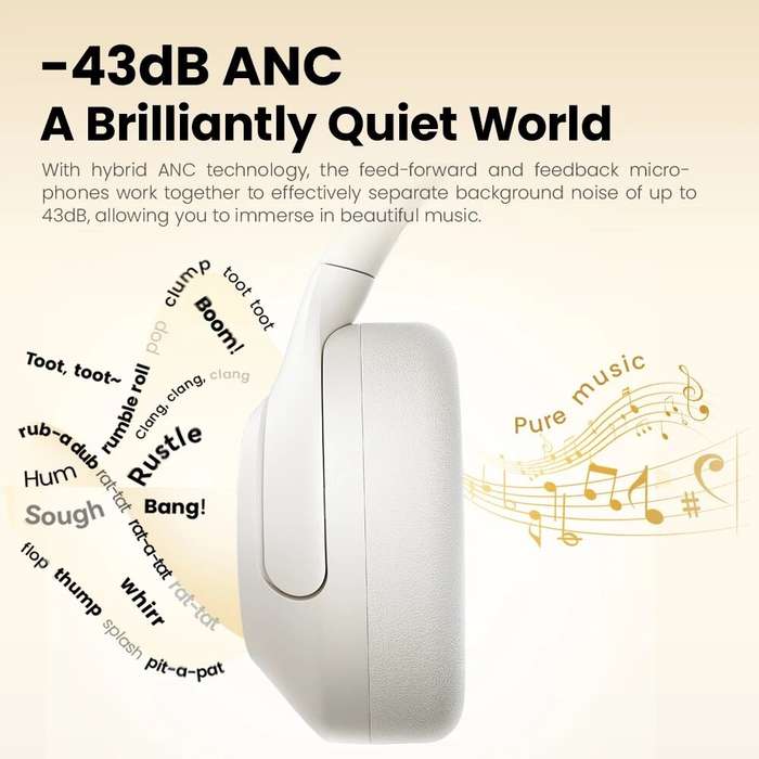 Black with Mic - HAYLOU S30 Pro ANC Headset Wireless bluetooth 5.4 Headphone -43dB Active Noise Canc