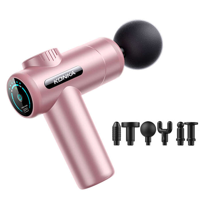 Black - KONKA V19 Fascia Gun 6 Speeds Adjustable 6 Massage Heads Massager Gun Relieve Fatigue Muscle
