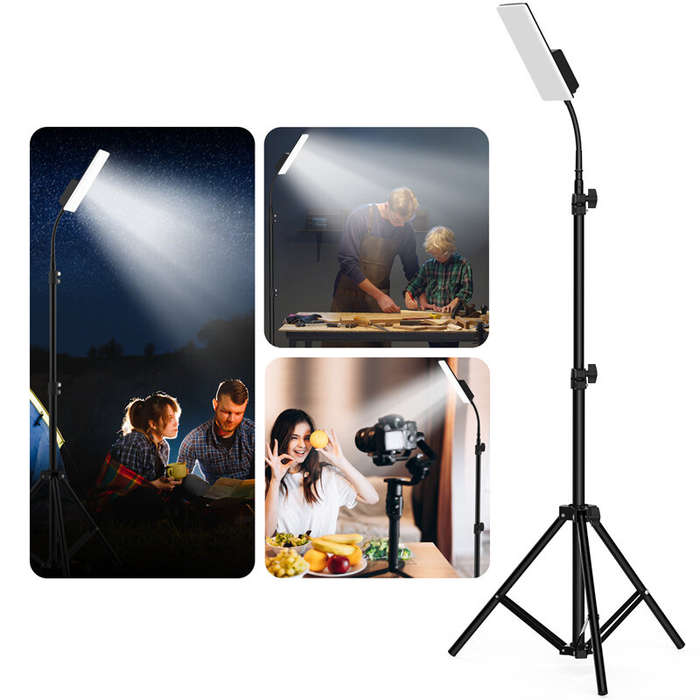 Black - 160*LEDs 2500LM 1.8m Height Adjustable Tripod Camping Light USB Power Stand Lantern Work Lig