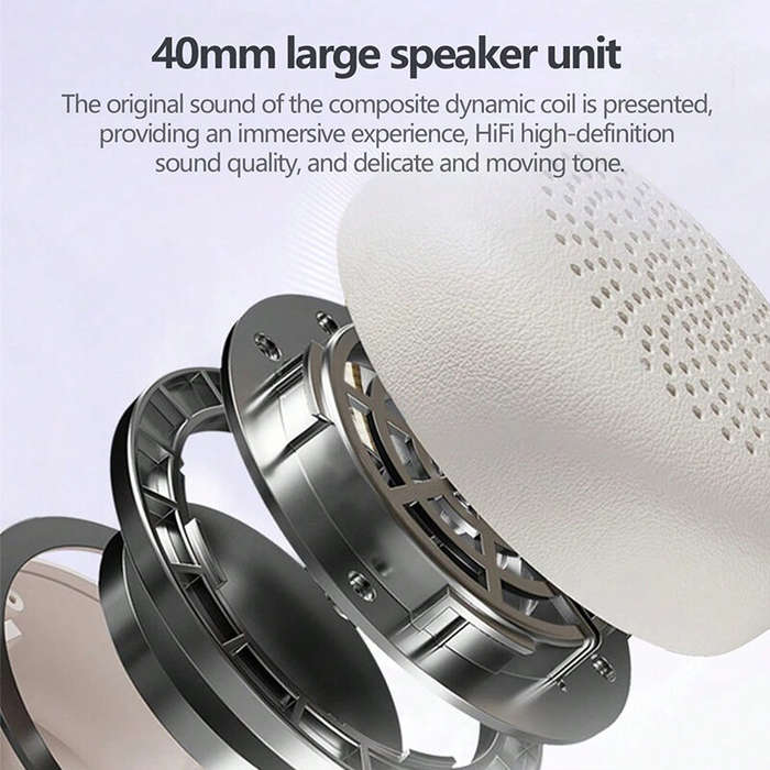 White - Lenovo EB300 Wireless Headset bluetooth 5.4 Headphone 40mm Powerful Drivers Stereo Surround