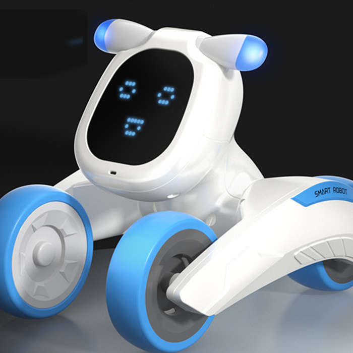 White - JJRC R28 2.4G Smart Talking RC Robot Puppy Voice Dialogue Interaction Cute Pet For Children'