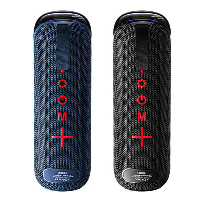 Blue - REMAX RB-M13 bluetooth Speaker Portable RGB Speaker Dual 52mm Drivers Bass Diaphragm 3000mAh