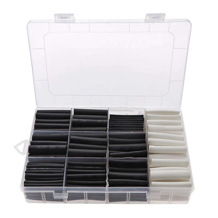 300Pcs/lot Polyolefin Shrinking Assorted 3:1 Heat Shrink Black White Tube Wire Cable Insulated Sleev