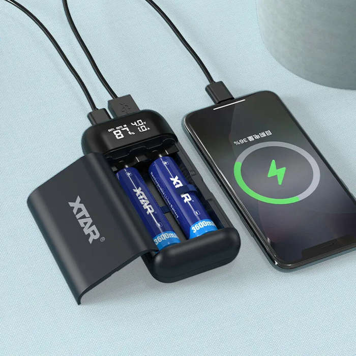 Blue - XTAR PB2SL QC3.0 Fast Charger Battery Charger 18650 21700 20700 Rechargable Li-ion Batteries