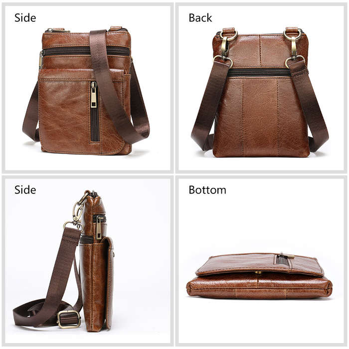 Dark Brown - Ekphero Men Vintage Genuine Leather Shoulder Bag Small Messenger Bags Large Capacity Bu