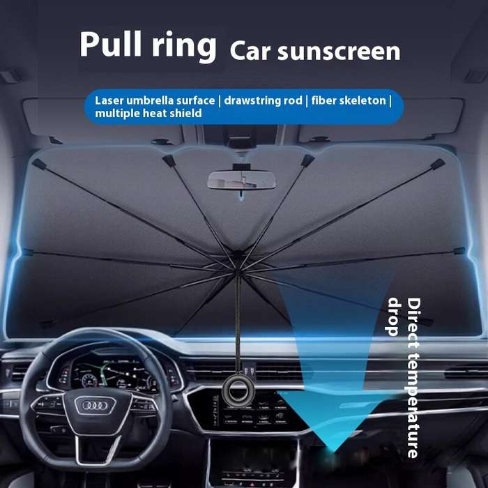 1 - Laser Foldable Car Front Windshield Sunshade Umbrella Sun Protection Heat Insulation Front Windo
