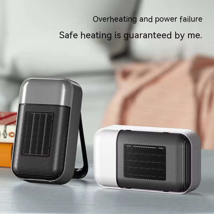 Grey - Portable Heater 500W PTC Heating Technology Intelligent Switch Compact Size Desktop Heater fo