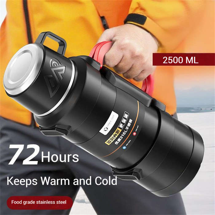 Green - 2.5L Vacuum Thermos Water Bottle 316 Stainless Steel Large Capacity Keep Warm Outdoor Travel