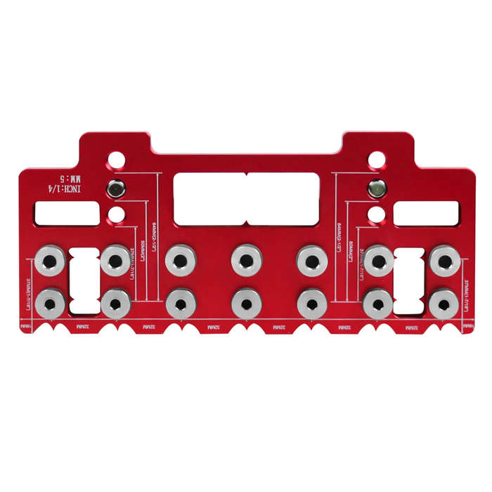 Red - JIGHOLE 5mm 1/4 Inch Aluminum Alloy Cabinet Hardware Jig Pocket Hole Jig Drill Guide Shelf Pin