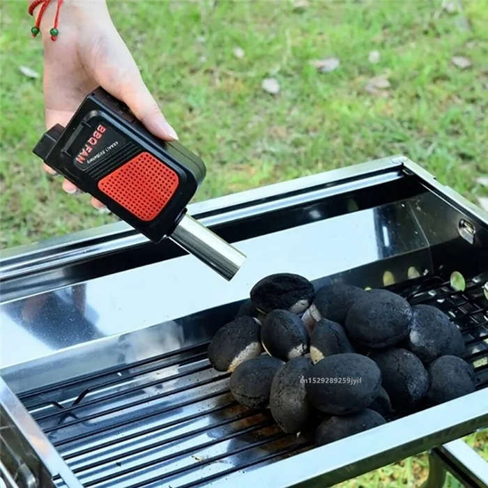 Black - Electric BBQ Charcoal Ignition Tool Powerful Drum Fan Handheld Electric BBQ Fan Blower for O
