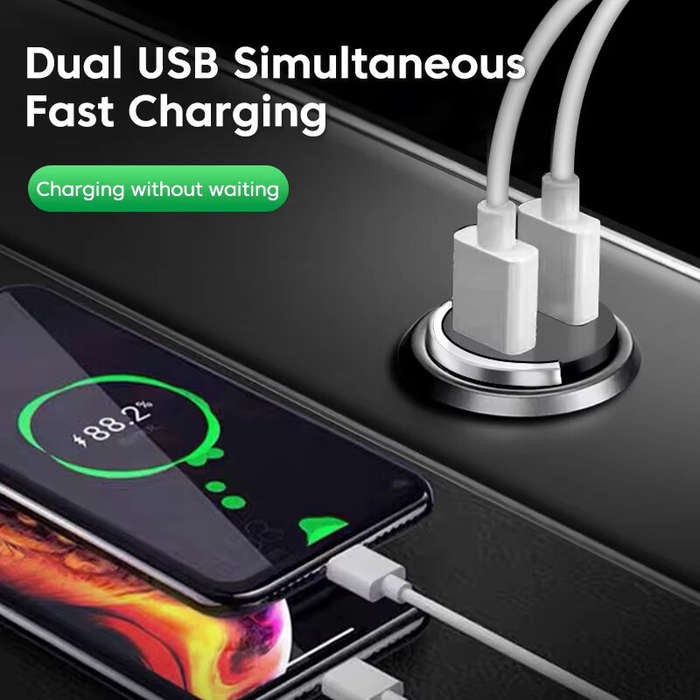 Black - 200W Dual USB Car Charger Fast Charging for iPhone QC3.0 Mini USB Car Phone Charger for Xiao