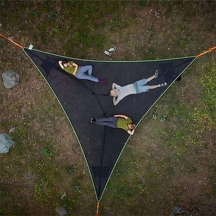 Black - IPRee Portable Triangle Hammock with Storage Bag Outdoor Hanging Bed Anti-Rollover Camping T