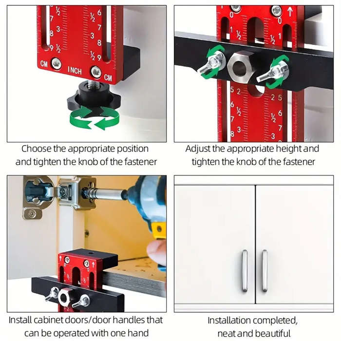 Red - Adjustable Aluminum Alloy Cabinet Door Positioner Clamp 5-45mm One-Hand Operation for Most Cab