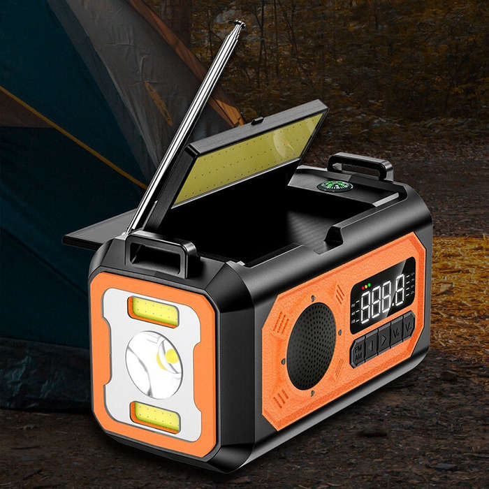 Black - H17 Multifunctional Emergency Radio 12000mAh Solar Crank AM FM NOAA Weather Alert Power Bank