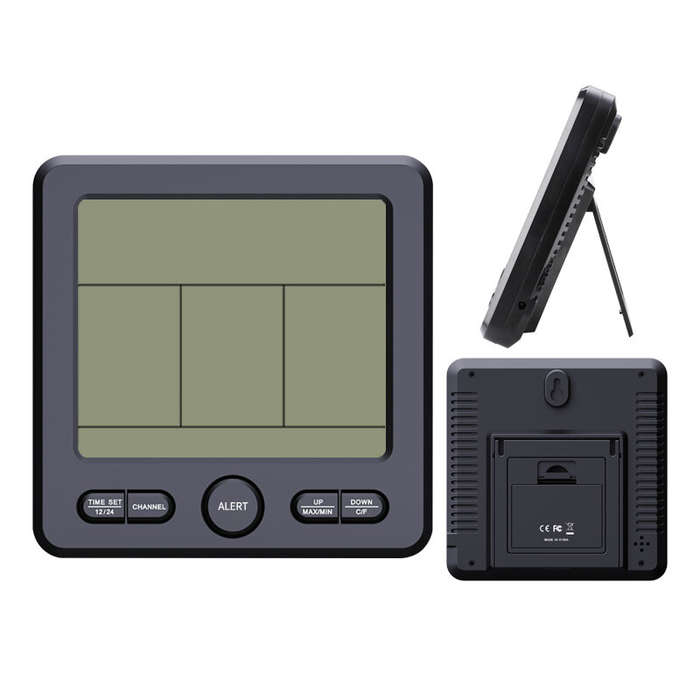 Black - TS-6210 1-to-3 Wireless Weather Station Indoor Outdoor Temperature and Humidity Sensor Digit