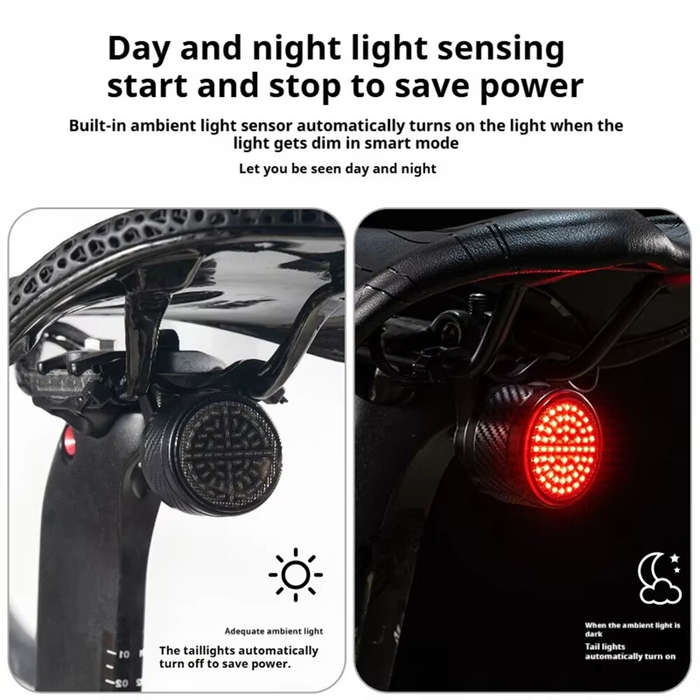Black - OFFBONDAGE ATS-Q6 Smart Auto Brake Sensing Bicycle Taillight 13 Light Modes Type-C Rechargea