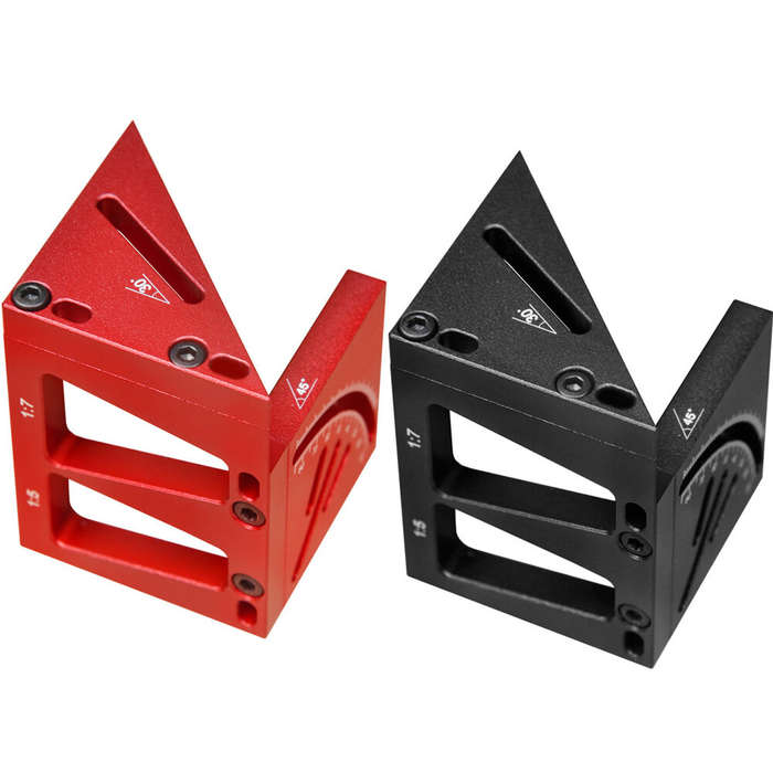 Black - Woodworking Marking Ruler Aluminum Alloy Multi-functional Tool with 45 and 90 Line Marker Ci