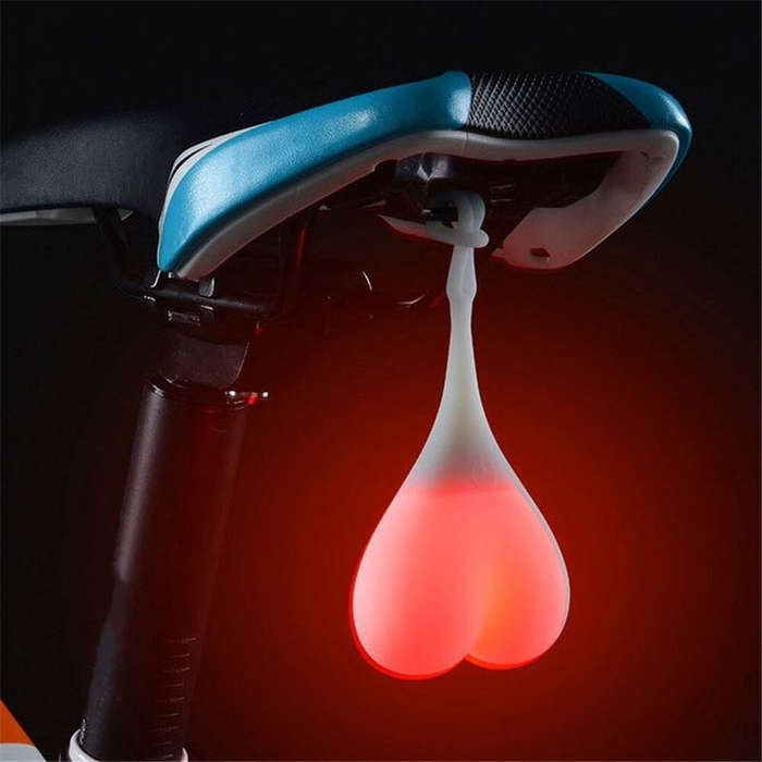 Green - 4 Colour Bike Balls TailLight Silicone Waterproof 3 LED Modes Warning Cute Heart Design Bike