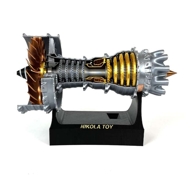 Silver - NikolaToy TR900 21cm Small Size Turbofan Engine Model High-Precision Craftsmanship Decorati