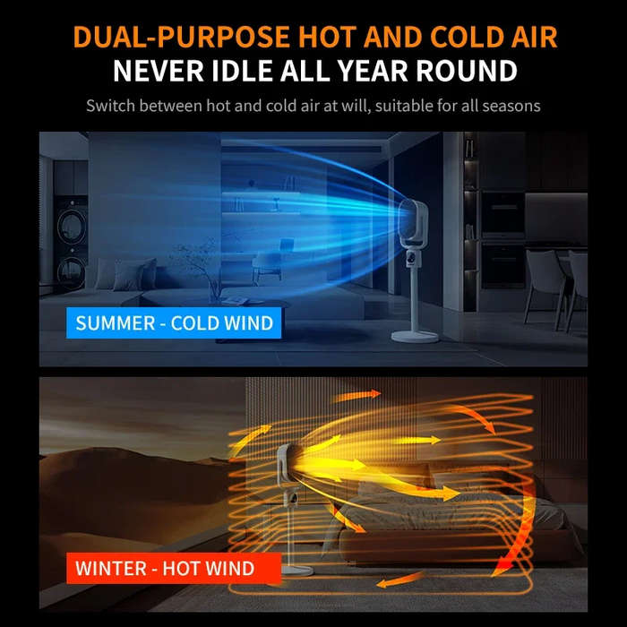US - Household Vertical Heater Electric Heater with Remote Control Night light LED Display Shaking H