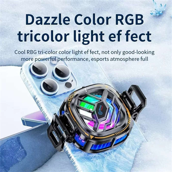 Black Gold - 2-in-1 Magnetic Mobile Radiator Cooling Fan for iPhone Tablet Galaxy Huawei Mobile Phon