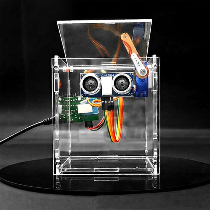 Unsoldered Version - Ultrasonic Motion Sensor Automatic Lid Smart Trash Can Kit STC8H1K08 Microcontr