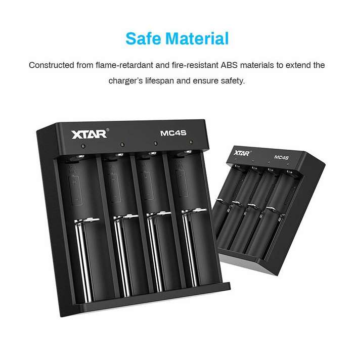 XTAR MC4S USB Type-C Input Li-ion & Ni-MH Battery AAA AA Charger 4-slot Battery Charger for 3.6V 3.7