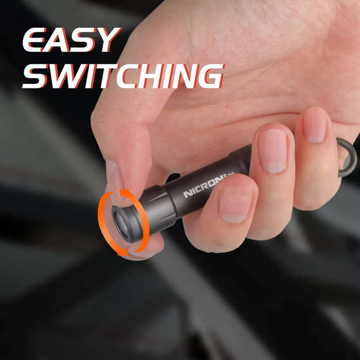 Grey - NICRON N1Micro 100LM Mini LED Keychain Flashlight Outdoor Charging Key Chain Light Lamp Water