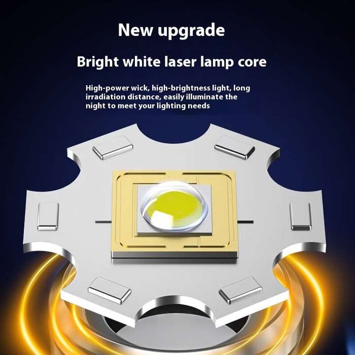 Black - USB Rechargeable Dual Light Powerful LED Flashlight Zoomable Torch with Magnetic Bracket Out