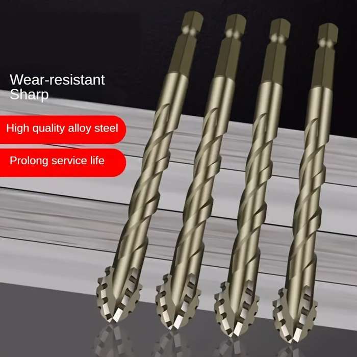 .A - 6pcs Drill Bit Carbide Sawtooth 4-Teeth Hex Shank Dry Drill Bit for Ceramic Tile Cast Iron Conc