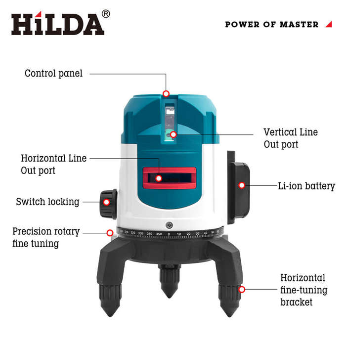 HIKDA 5 Lines Level with Green Laser High Accuracy Visible in Strong Outdoor Light Shock and Light R