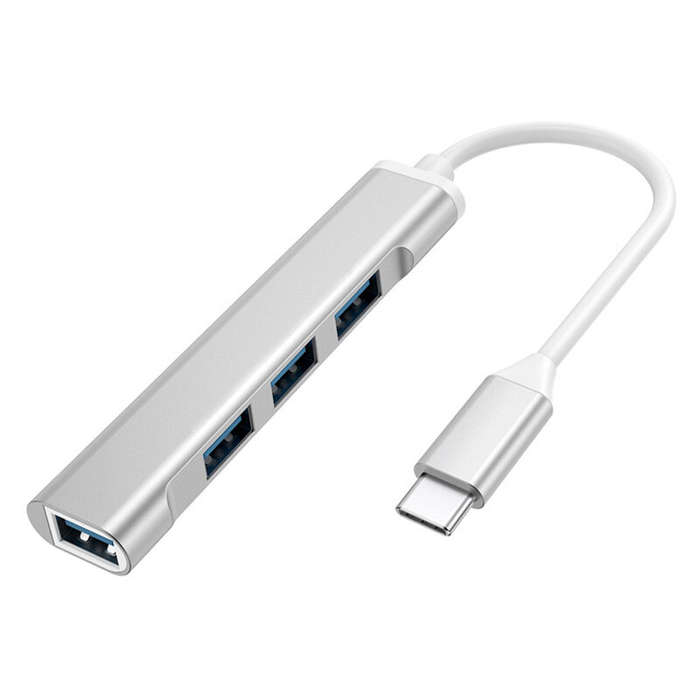 Silver - Bakeey 4-in-1 Type-C Docking Station USB Adapter with USB3.0*4 for PC Laptop Matebook HUAWE